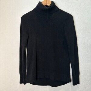 The White Company White Label Black Cashmere Blend Turtleneck Sweater Size 2 EUC